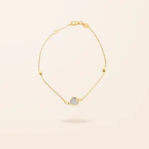 14K Gold Mother of Pearl Heart Bracelet