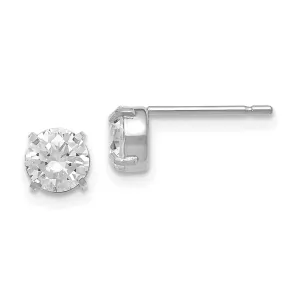 14k White Gold C.Z Stud 5.0mm Earrings