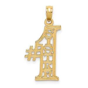 14k Yellow Gold Textured Finish Vertical Design #1 SISTER Charm Pendant