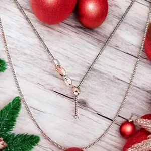 18K Rose Gold Adjustable Box Chain, adjustable up to 17 inches