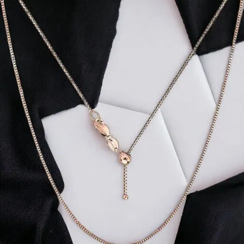 18K Rose Gold Adjustable Box Chain, adjustable up to 17 inches