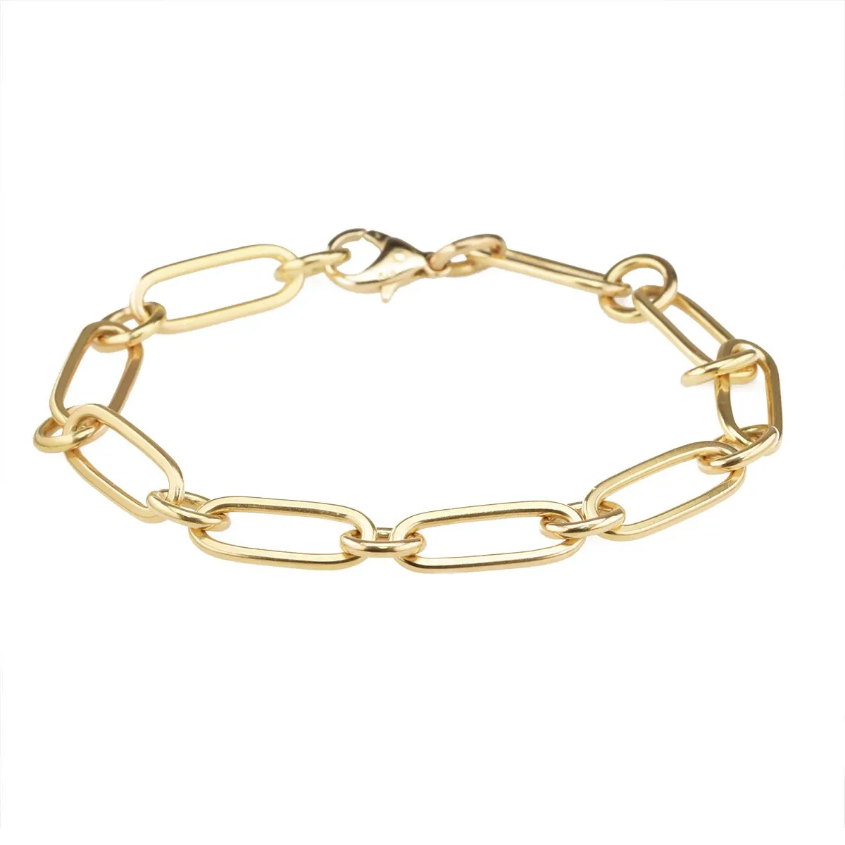 20K Gold Handmade Heavyweight Flattened Paperclip Chain Bracelet