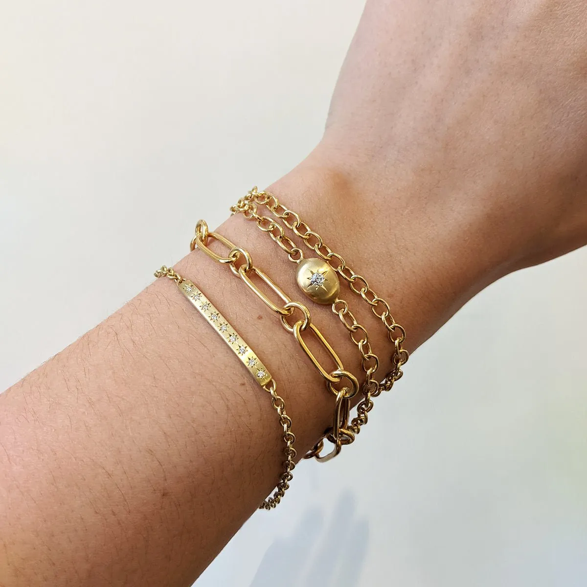 20K Gold Handmade Heavyweight Flattened Paperclip Chain Bracelet