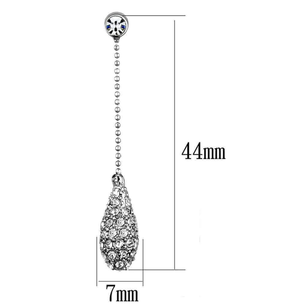 3W898 - Rhodium Brass Earrings with High Grade Crystal  in Clear