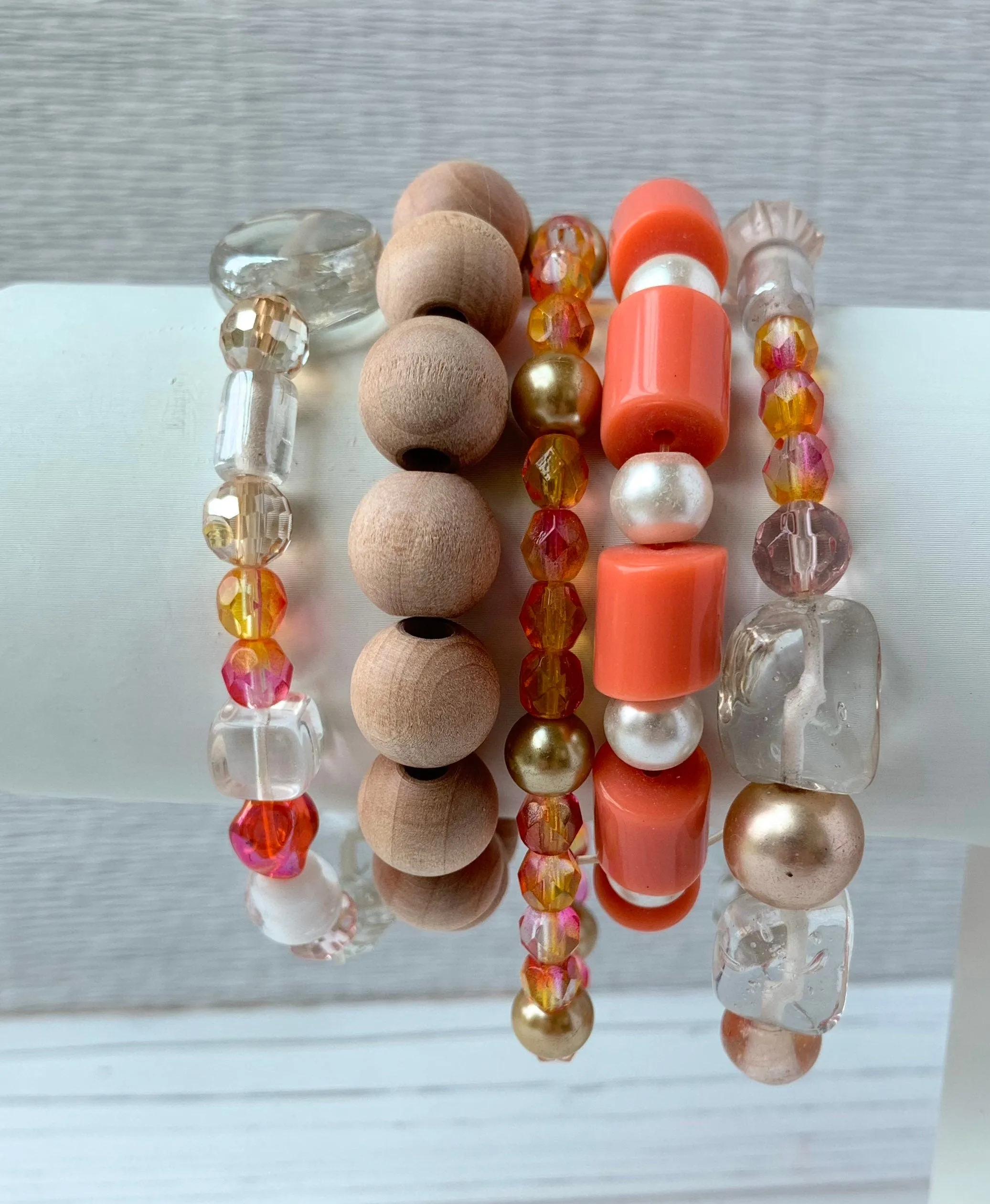 5-Piece Just Peachy Stretch Bracelet Set One of a Kind