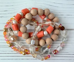 5-Piece Just Peachy Stretch Bracelet Set One of a Kind