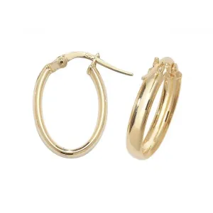 9ct Yellow Gold Oval Hoop Earrings ER956