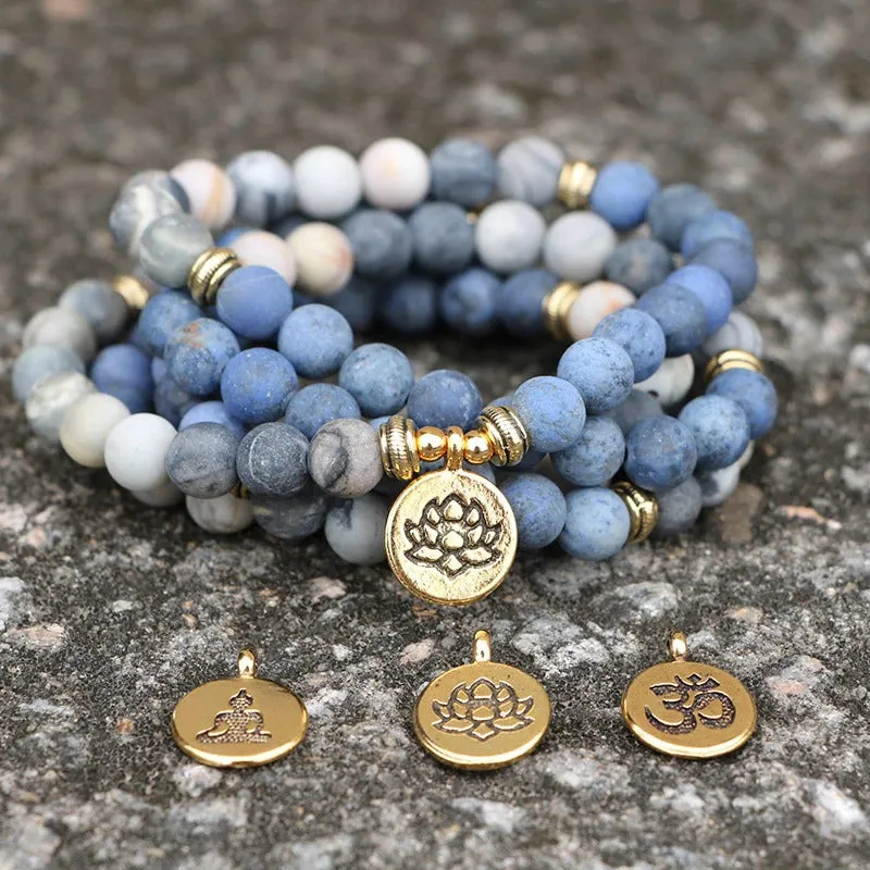 Amazon Stone Tiger Eye Stone Bracelet and Necklace with 108 Buddha Beads Lotus Bracelet