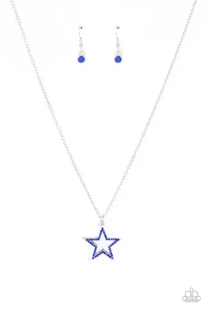 American Anthem - Blue - Star Rhinestone Patriotic Americana Paparazzi Short Necklace