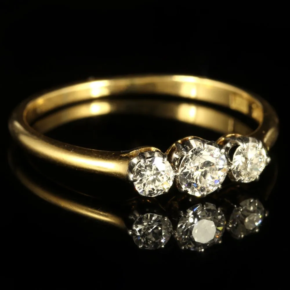 Antique Edwardian Diamond Trilogy Ring 18Ct Gold Circa 1910 Engagement Ring