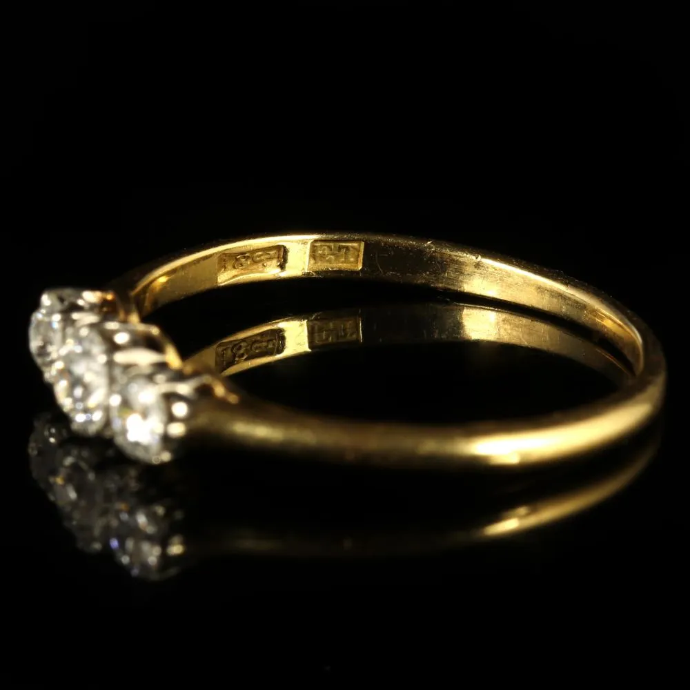 Antique Edwardian Diamond Trilogy Ring 18Ct Gold Circa 1910 Engagement Ring