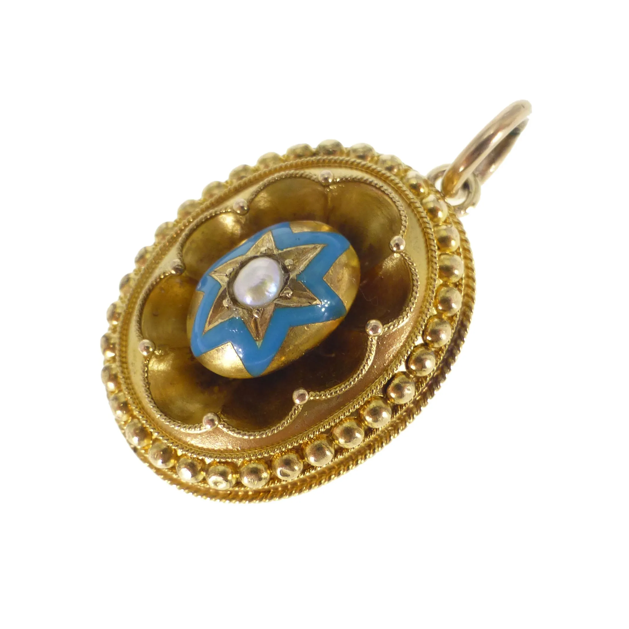 Antique Victorian 15ct Gold Starburst Pearl Locket