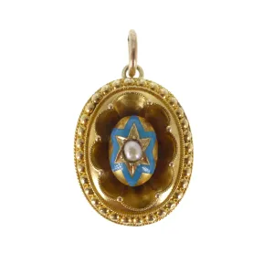 Antique Victorian 15ct Gold Starburst Pearl Locket