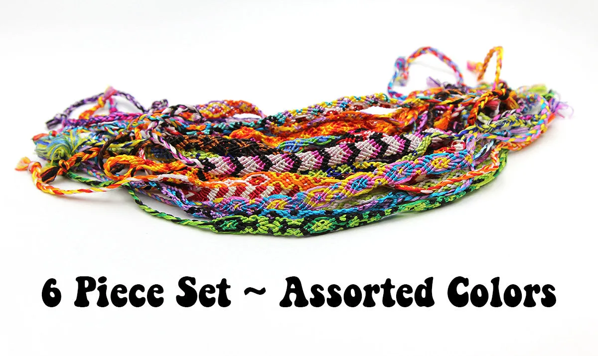 Assorted 6 Piece Set Woven Friendship Bracelets