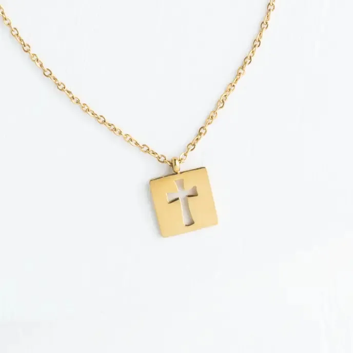 Axis Gold Cross Necklace