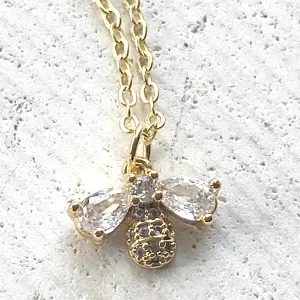 Bee Crystal Gold Necklace