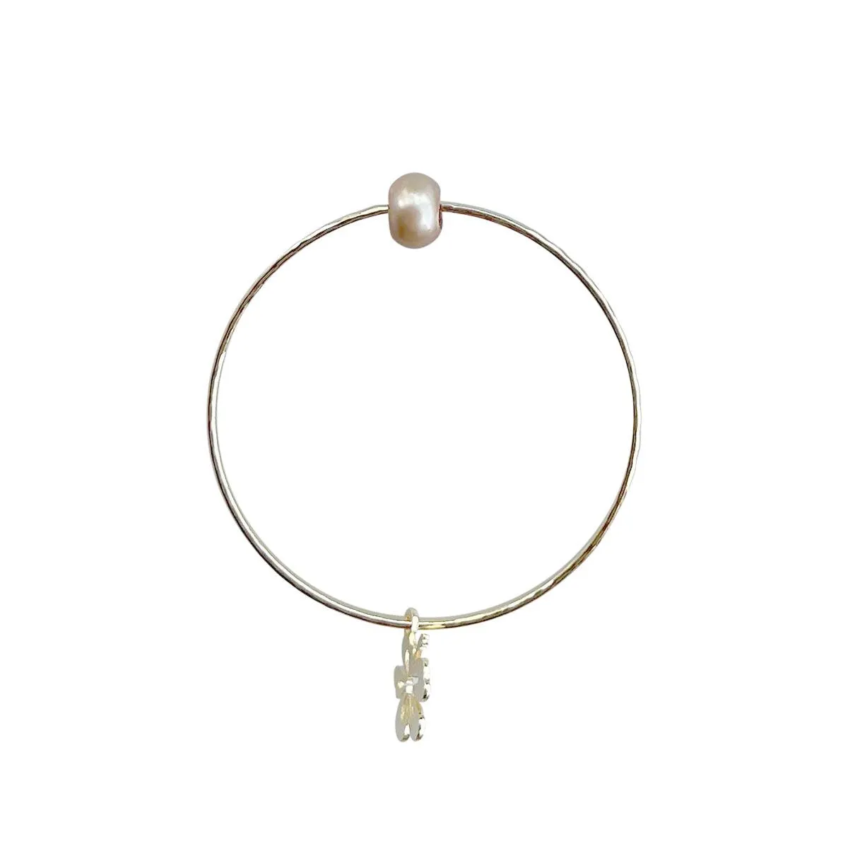 Bracelet with Yellow Pearl and Charm, 8in