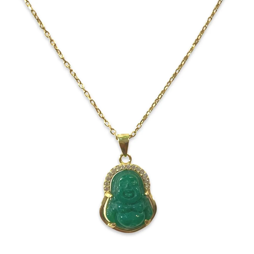 Buddha Gemstone Partial Halo 16” Necklace