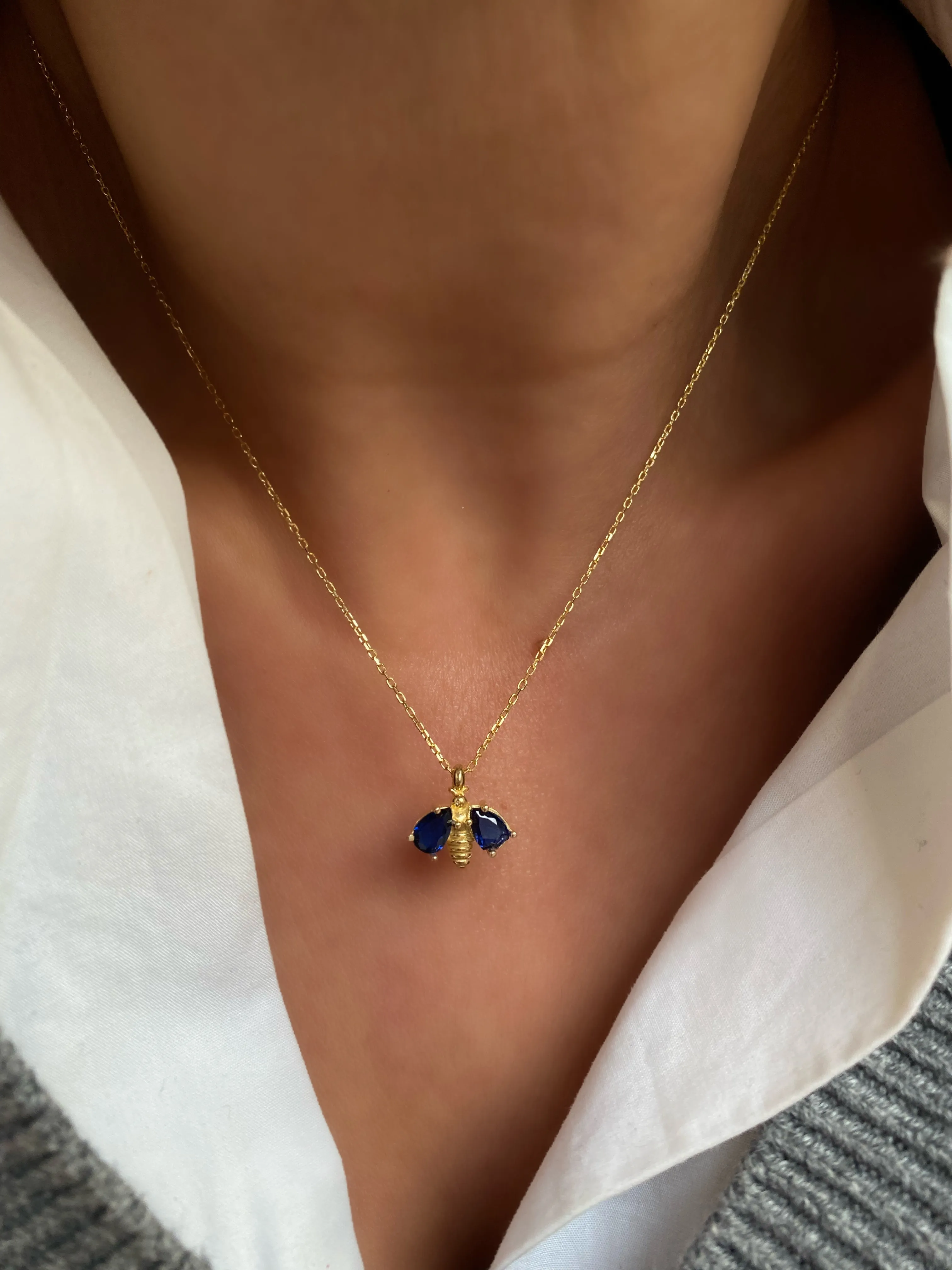 Busy bee necklaces with colourful zircon stones