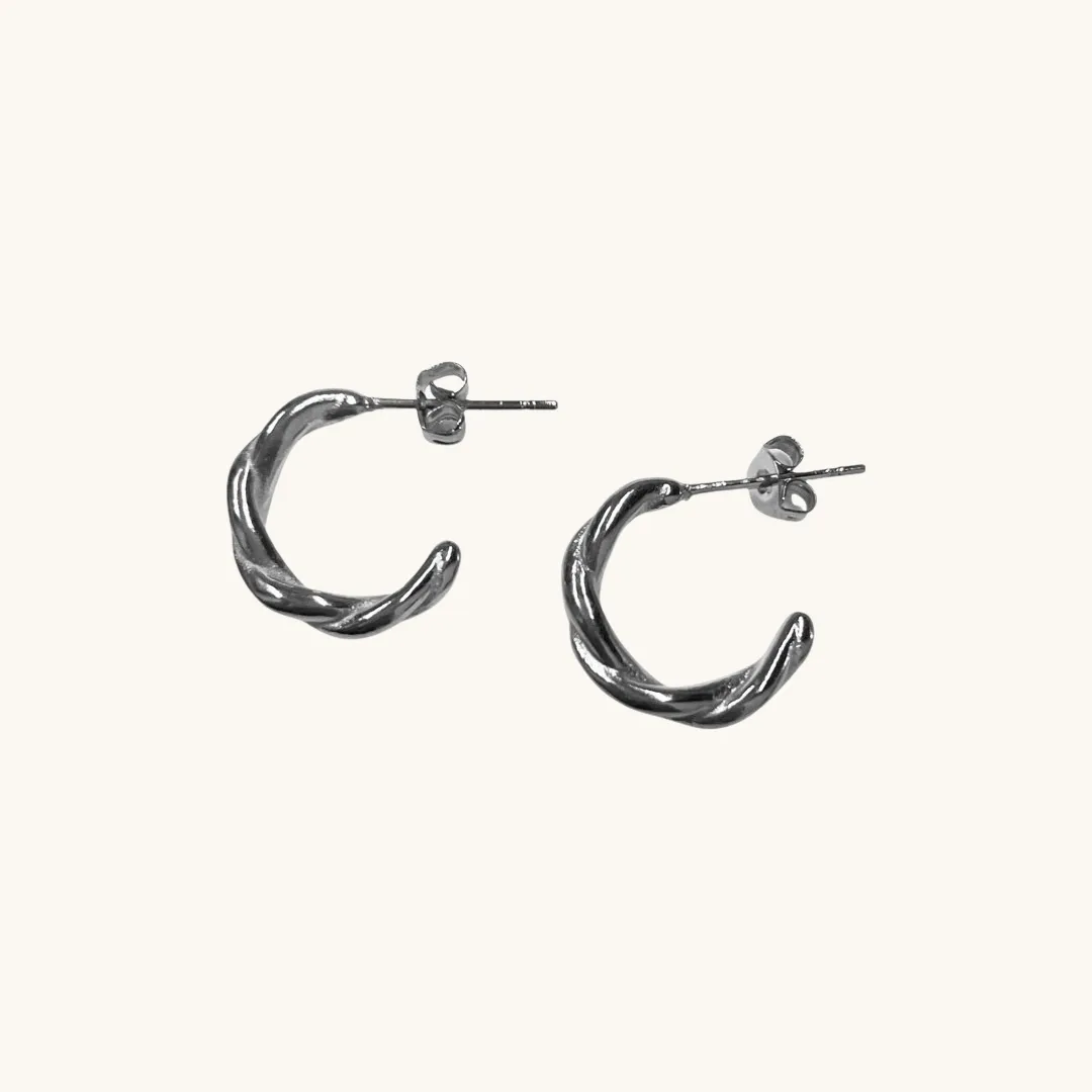 Capri Silver Twist Hoops