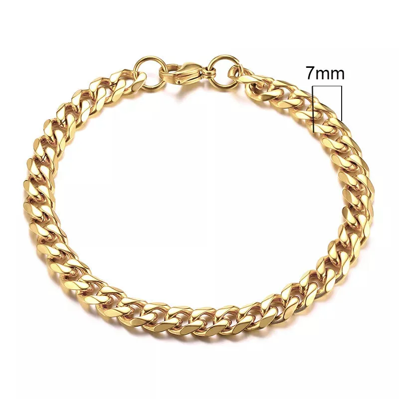 Chunky Miami Curb Chain Bracelet for Men: Stainless Steel Cuban Link Chain Wristband, Classic Punk Heavy Male Jewelry.