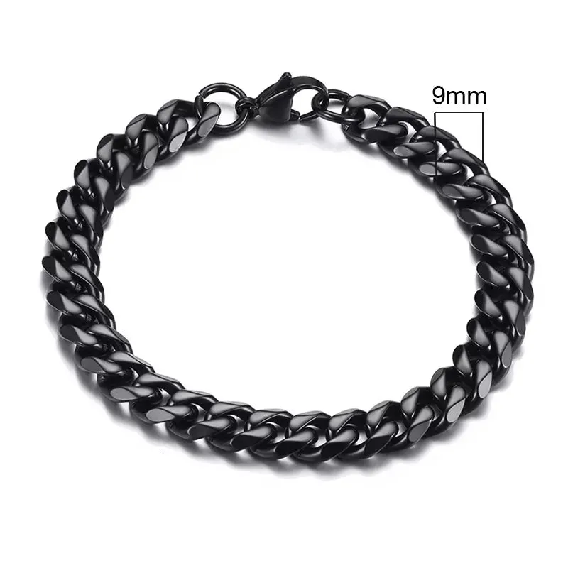 Chunky Miami Curb Chain Bracelet for Men: Stainless Steel Cuban Link Chain Wristband, Classic Punk Heavy Male Jewelry.