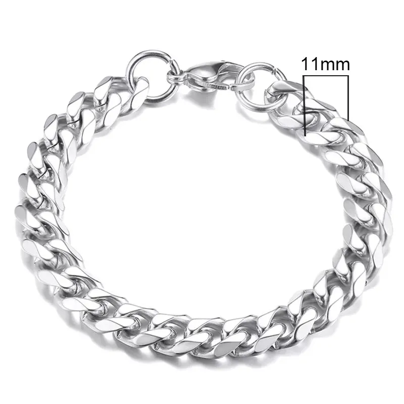 Chunky Miami Curb Chain Bracelet for Men: Stainless Steel Cuban Link Chain Wristband, Classic Punk Heavy Male Jewelry.