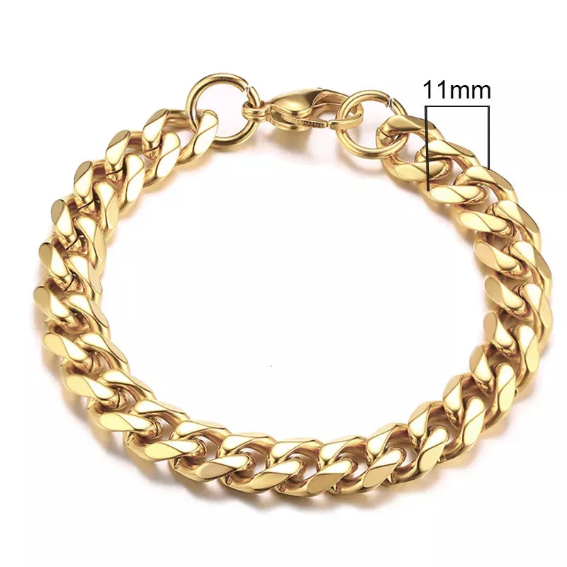 Chunky Miami Curb Chain Bracelet for Men: Stainless Steel Cuban Link Chain Wristband, Classic Punk Heavy Male Jewelry.