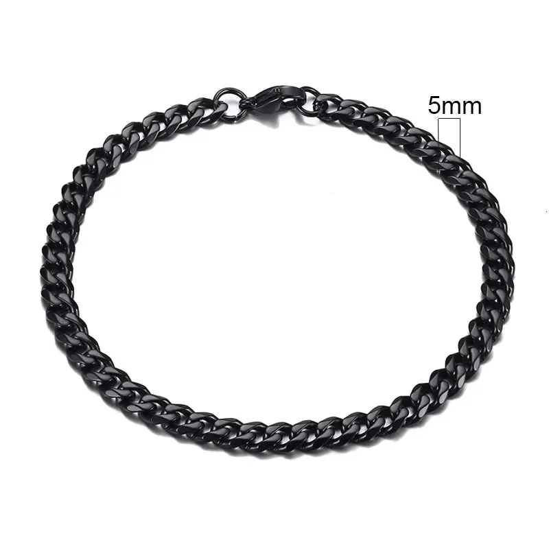 Chunky Miami Curb Chain Bracelet for Men: Stainless Steel Cuban Link Chain Wristband, Classic Punk Heavy Male Jewelry.