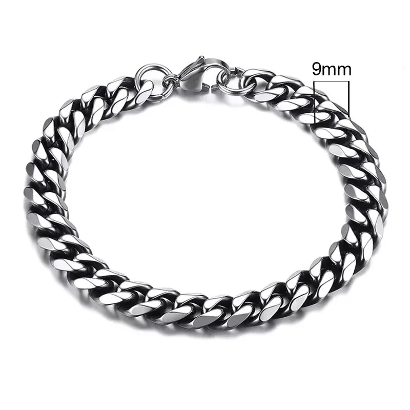 Chunky Miami Curb Chain Bracelet for Men: Stainless Steel Cuban Link Chain Wristband, Classic Punk Heavy Male Jewelry.