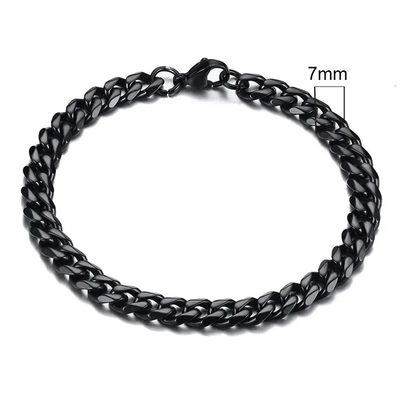 Chunky Miami Curb Chain Bracelet for Men: Stainless Steel Cuban Link Chain Wristband, Classic Punk Heavy Male Jewelry.