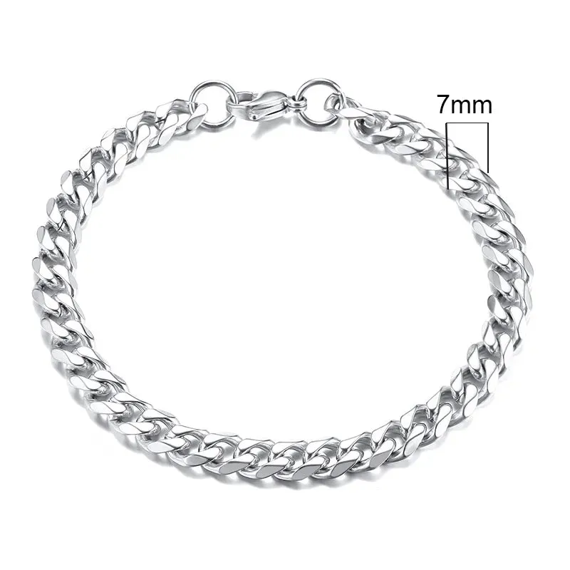 Chunky Miami Curb Chain Bracelet for Men: Stainless Steel Cuban Link Chain Wristband, Classic Punk Heavy Male Jewelry.