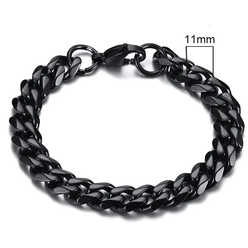 Chunky Miami Curb Chain Bracelet for Men: Stainless Steel Cuban Link Chain Wristband, Classic Punk Heavy Male Jewelry.