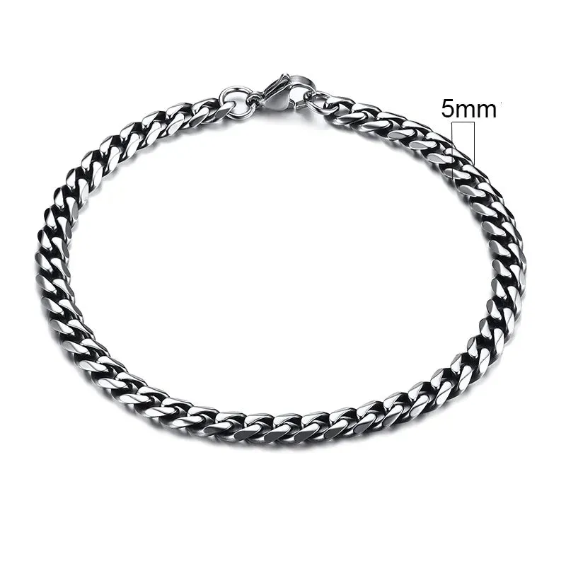 Chunky Miami Curb Chain Bracelet for Men: Stainless Steel Cuban Link Chain Wristband, Classic Punk Heavy Male Jewelry.