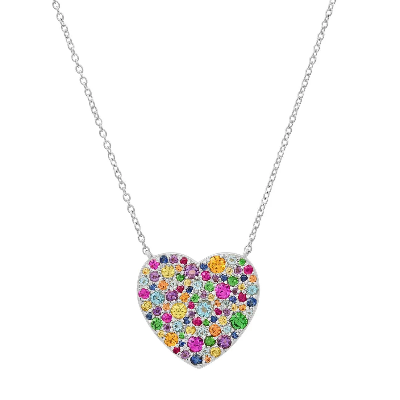 Classic Cluster Semi Precious Heart Necklace