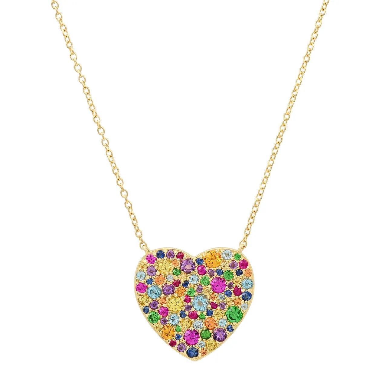 Classic Cluster Semi Precious Heart Necklace