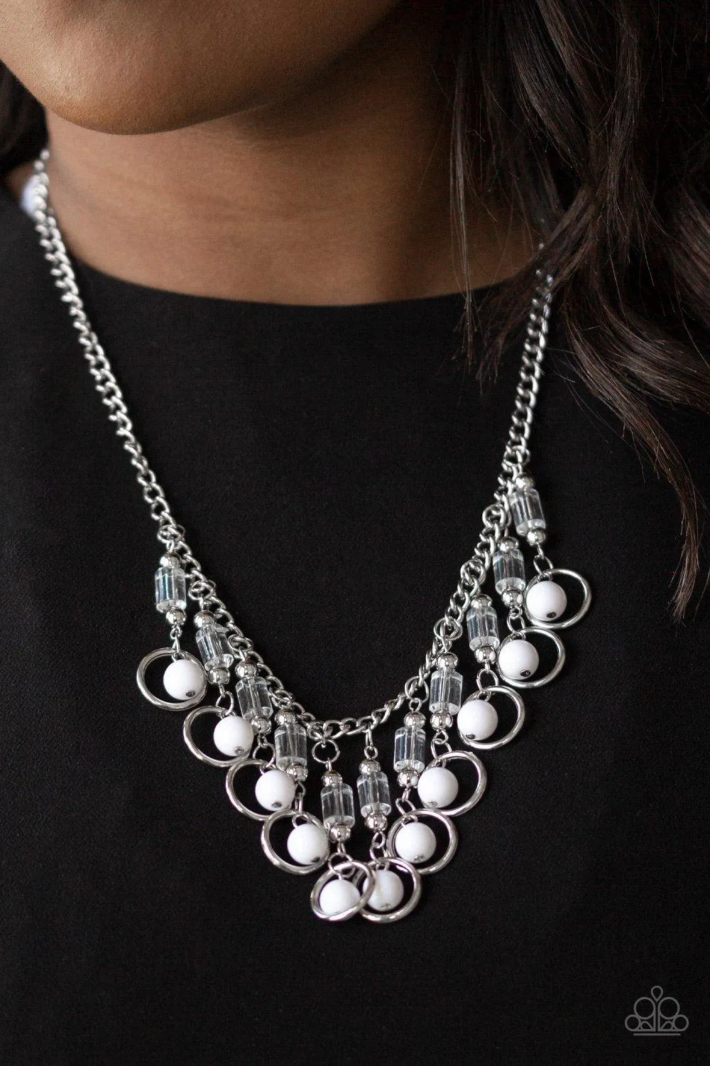 Cool Cascade White Necklace - Paparazzi Accessories