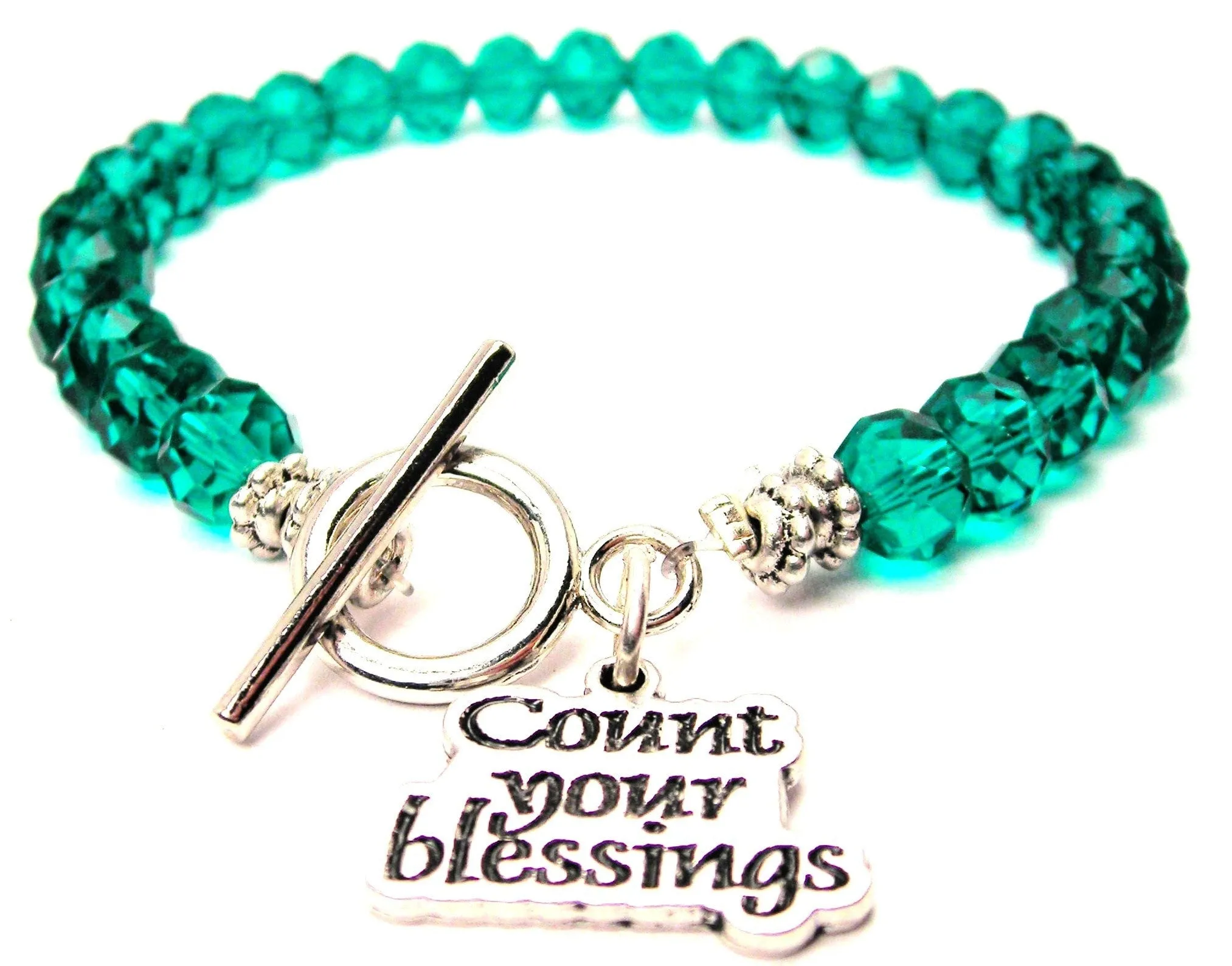 Count Your Blessings Crystal Beaded Toggle Style Bracelet