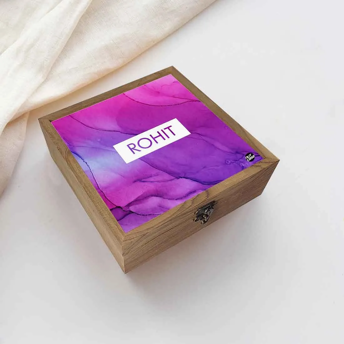 Custom Personalized Gifts Jewelry Box for Women - Purple Ink Watercolor