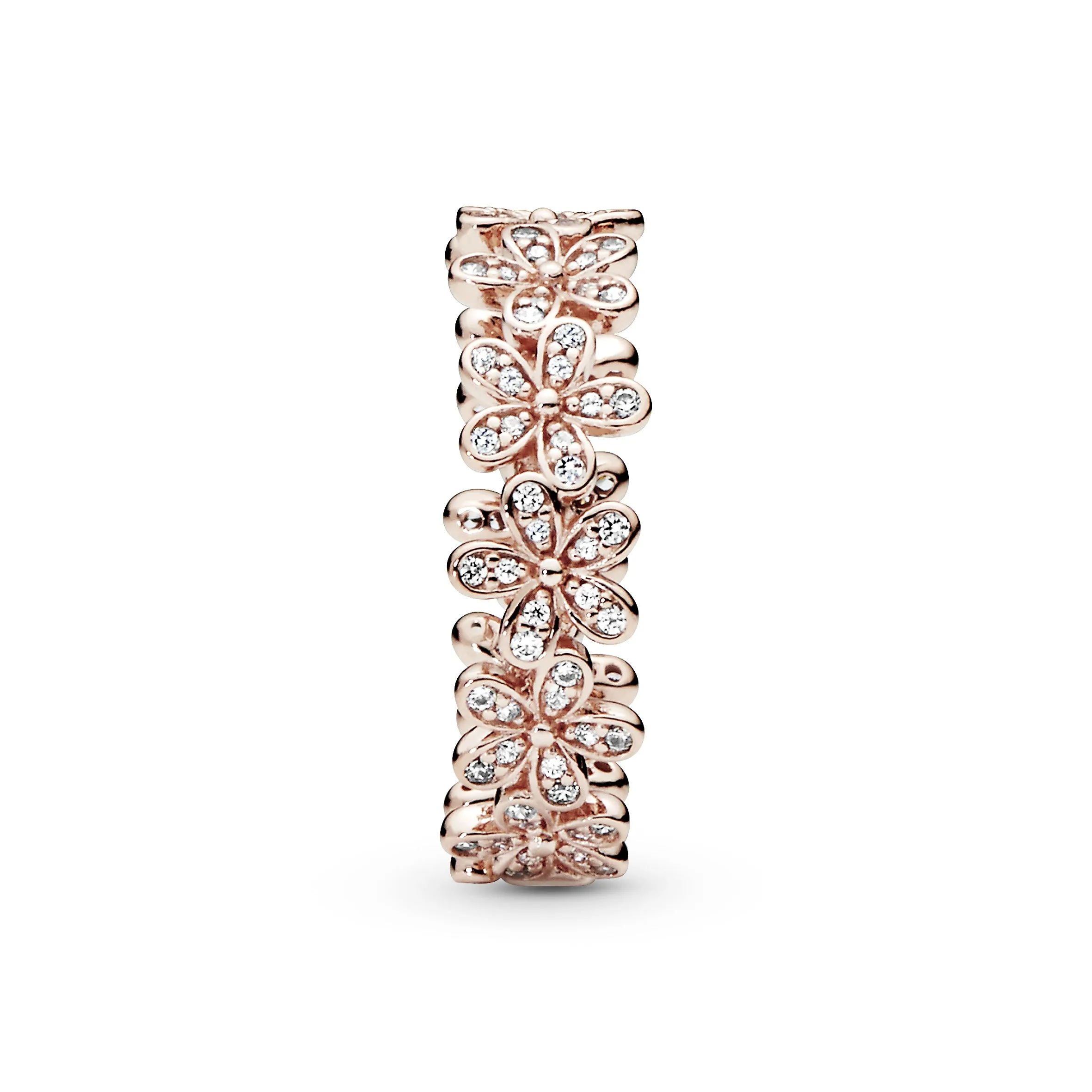 Daisy 14k Rose Gold-plated ring with clear cubic zirconia