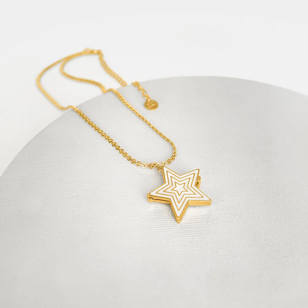 Deco Star Locket (Ivory) - Gold