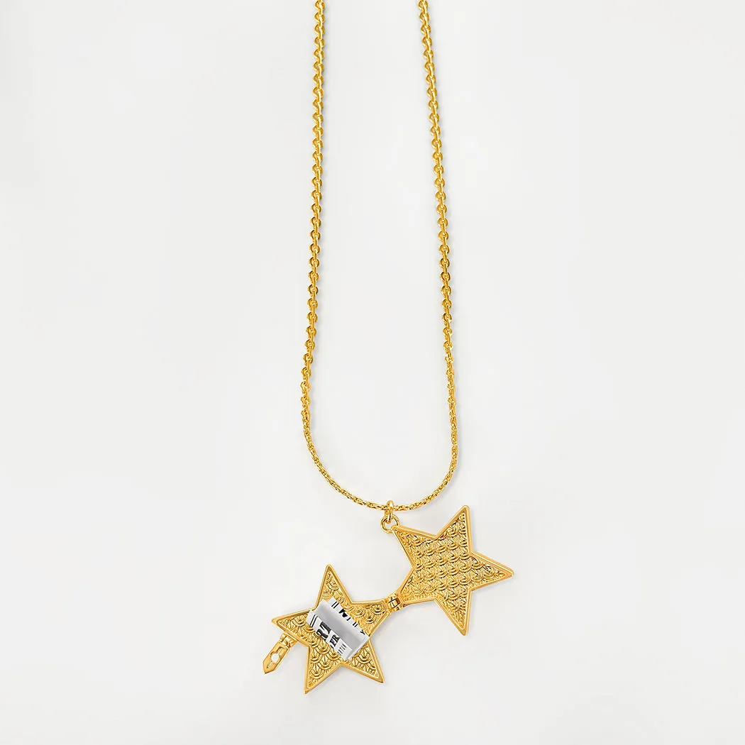 Deco Star Locket (Ivory) - Gold