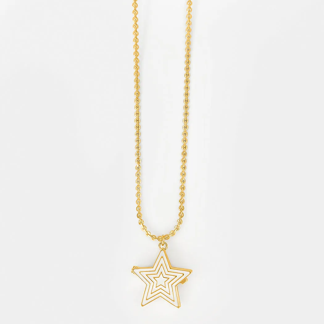 Deco Star Locket (Ivory) - Gold