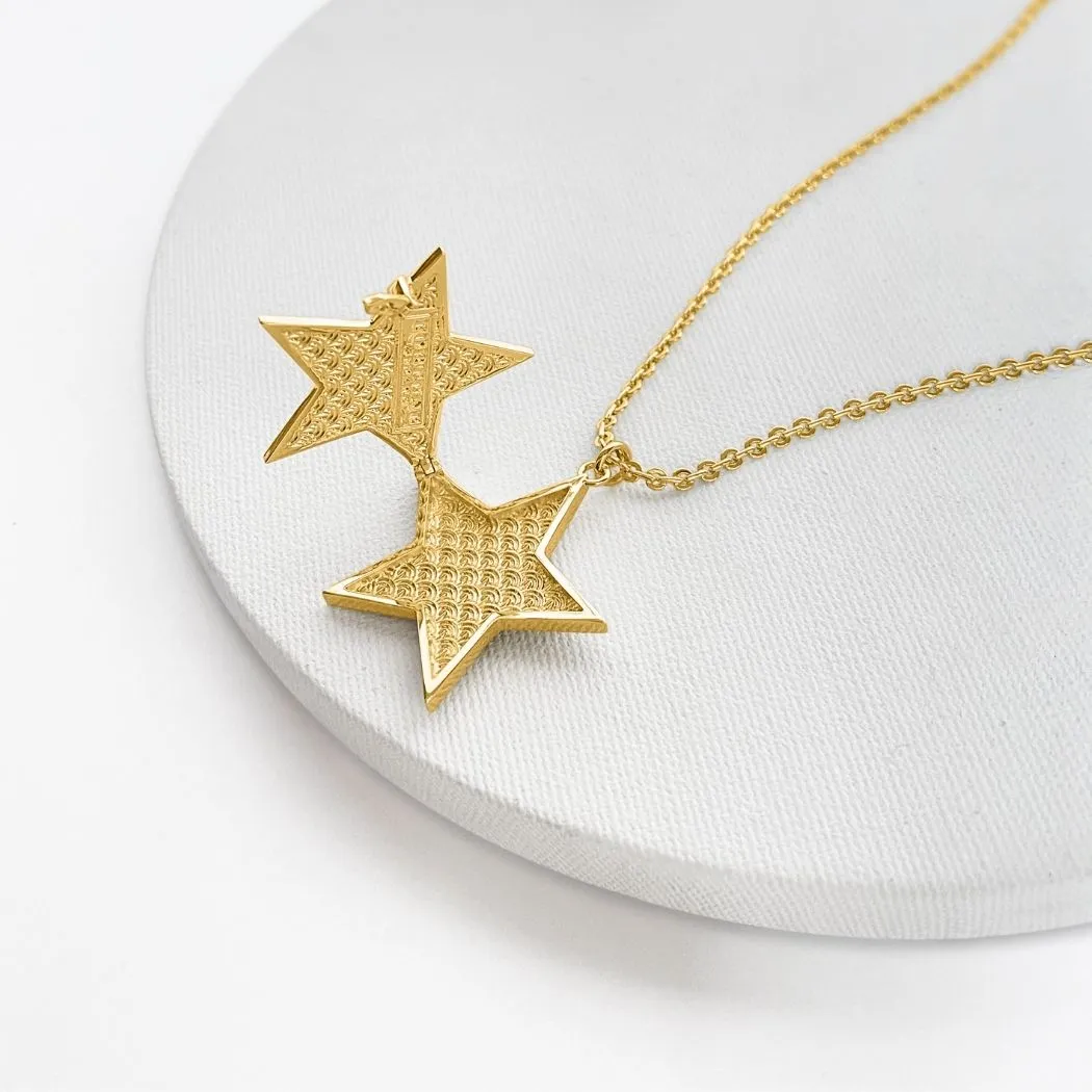 Deco Star Locket (Ivory) - Gold