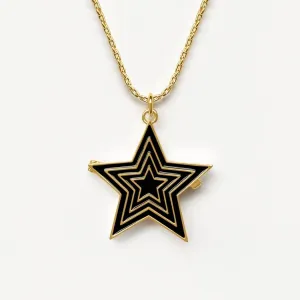 Deco Star Locket (Onyx) - Gold