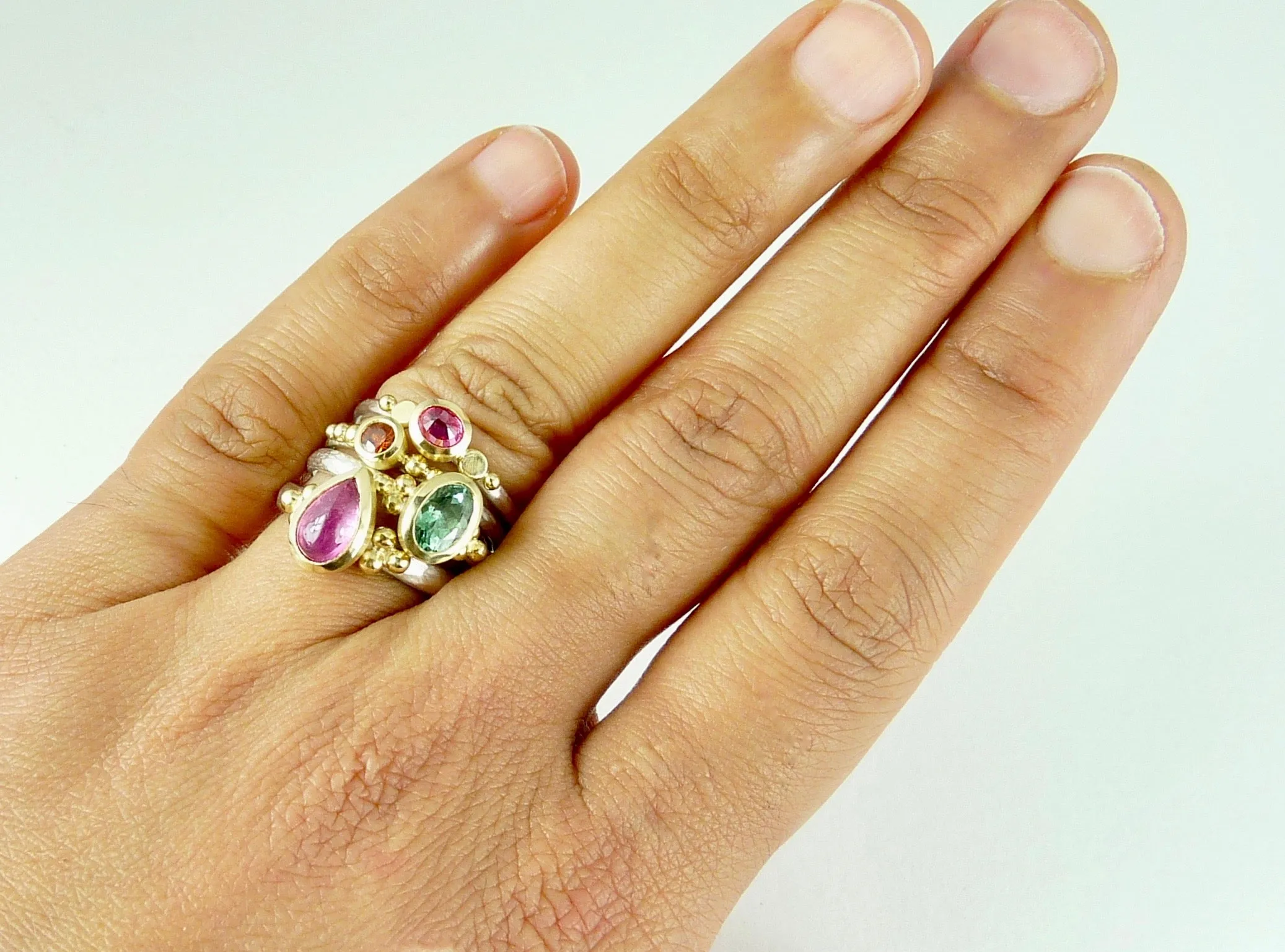 Delicate Pink Spinel Granulation ring