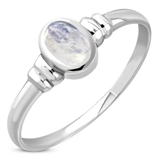 Delicate Rainbow Moonstone Silver Ring