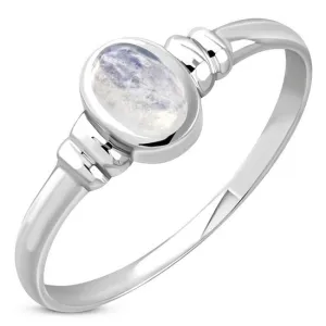 Delicate Rainbow Moonstone Silver Ring