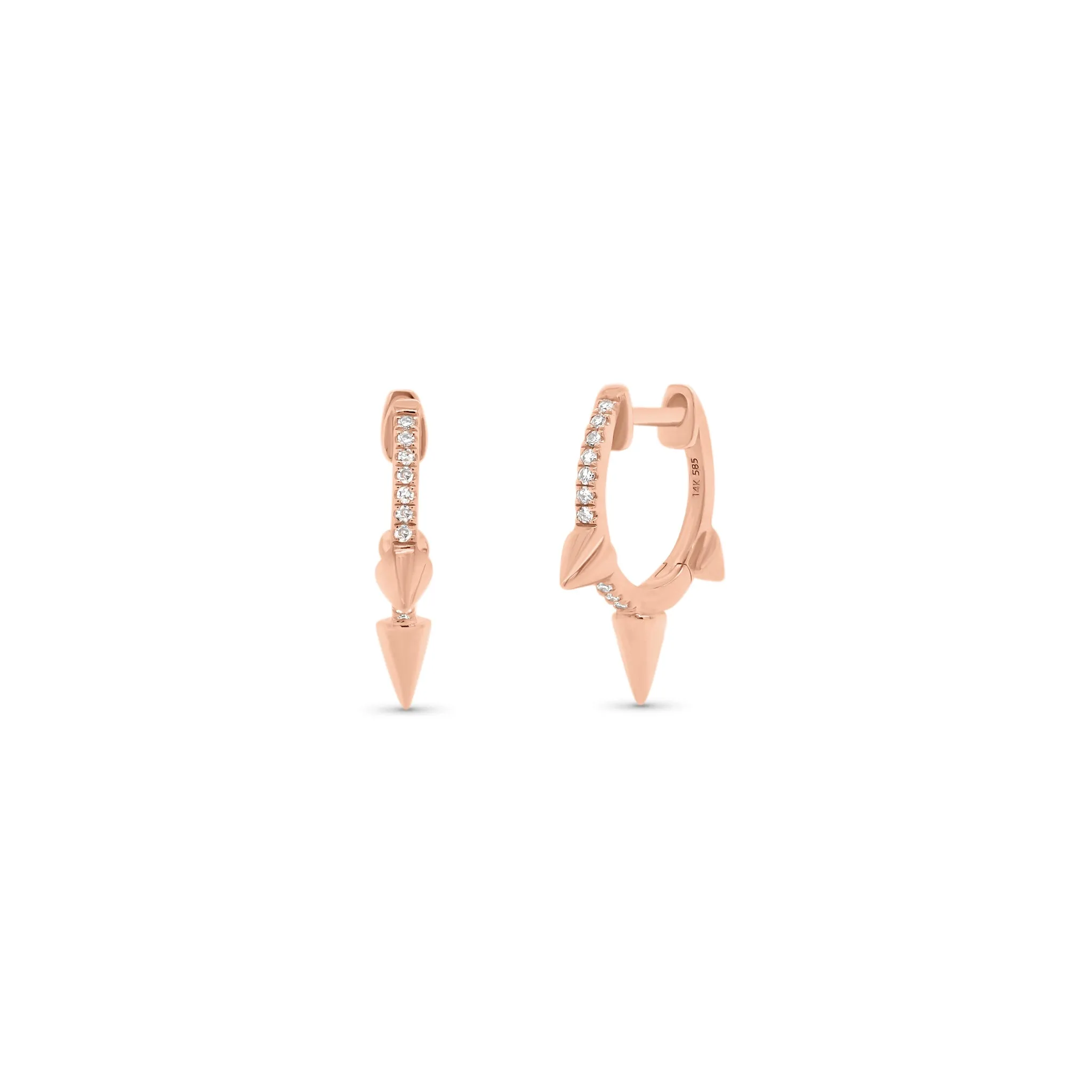 Diamond Multi-Spike Huggie Earrings