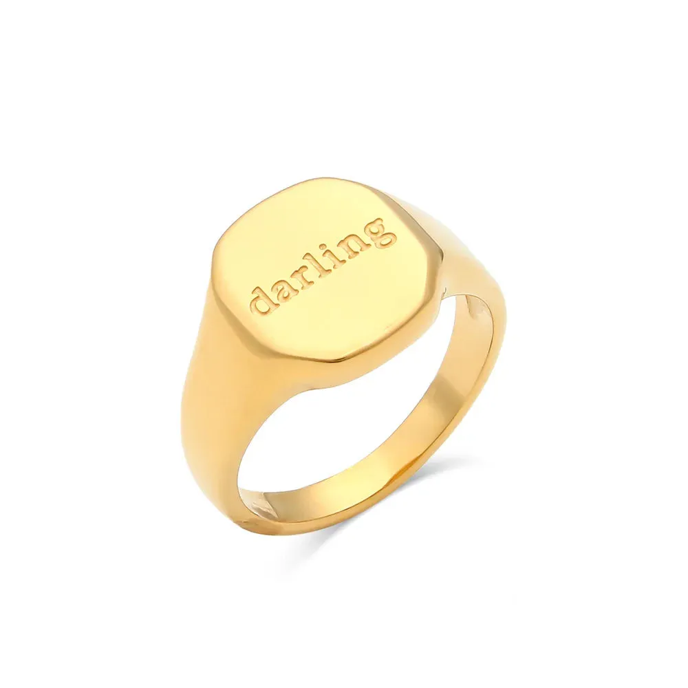 DODOAI New Customized Engrave Name Rings Men Women Gold Rings Personalized Stainless Steel Jewelry Anniversary Gifts Size 6-9